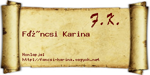 Fáncsi Karina névjegykártya